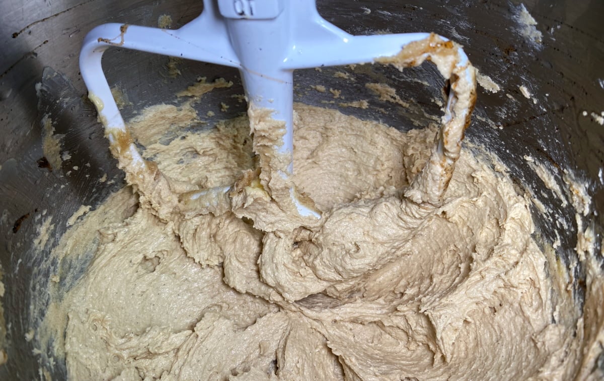 Cookie batter before adding dry ingredients.